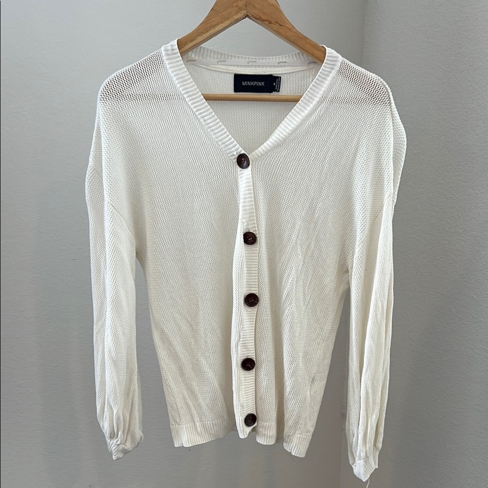 MINKPINK White Button-Up Cardigan